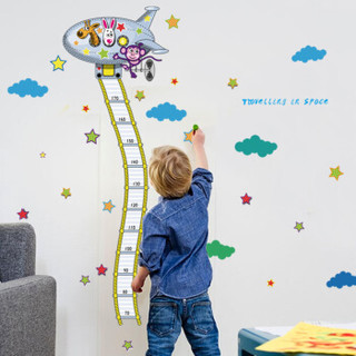雨花泽 身高贴 儿童房幼儿园量身高尺贴画墙贴装饰可移除身高贴 太空飞船款