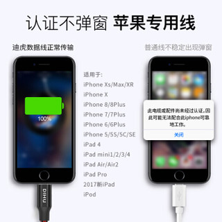 迪虎（DIHU） 苹果数据线 充电线iPhone6s/X/7/8plus/Xs Max/XR手机ipad加长快速充电器线布料 1.2米皮质白