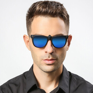 海伦凯勒 太阳镜夹片男女情侣款 墨镜夹片 近视光学镜使用 HP806 黑框蓝片-C6-2