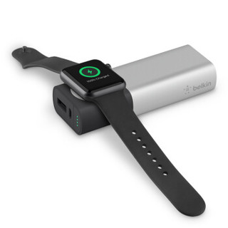 贝尔金（BELKIN）MFi认证 6700毫安移动电源Apple Watch无线充电金属磁力iwatch充电宝二合一便捷实用银色