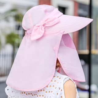 南极人防晒帽子女夏遮阳帽护颈太阳帽遮脸可折叠女士帽子N2E8X925772 粉色蝴蝶结款式