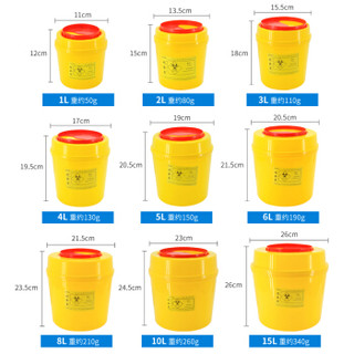 兰诗（LAUTEE）LQH-015 利器盒 医院诊所药店实验室用锐器盒 黄色圆形垃圾桶 15L圆形10个装