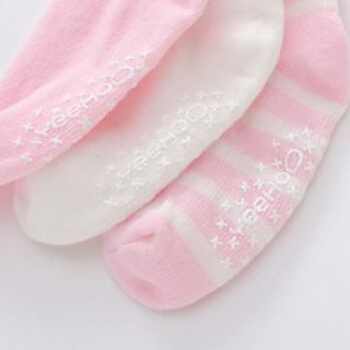 英氏婴儿袜子 男女童春秋针织婴幼儿宝宝袜子3双装 187A5857 粉+白色 15CM