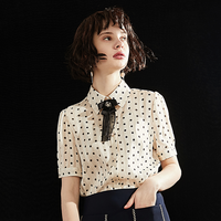 OECE 192HB086 女士复古波点雪纺衫