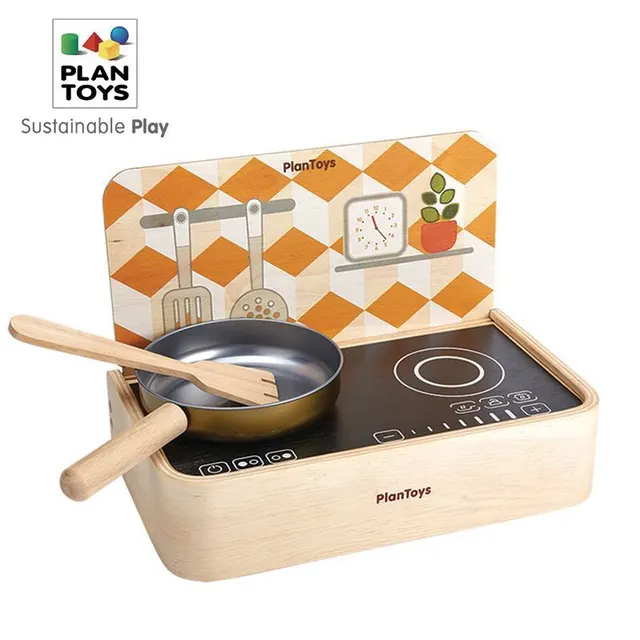 plantoys 橡胶木制宝宝益智仿真过家家玩具 便携式厨房