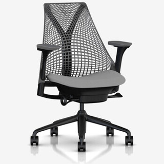 HermanMiller(赫曼米勒)Sayl座椅（标准款） 办公椅 电脑椅 黑色底座石灰靠背石灰扶手水星灰坐面