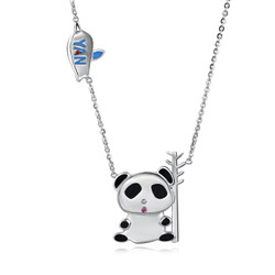 Ooh Dear 李嫣设计款 熊猫与小鸟 925银项链