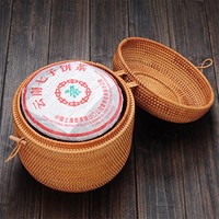 越南秋藤编普洱茶饼盒藤编茶叶罐