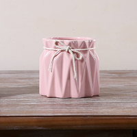 Hoatai Ceramic 华达泰陶瓷 现代简约陶瓷花瓶 9.8*10.8cm D款粉色 *4件