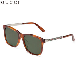 GUCCI 古驰 eyewear 亚洲版男太阳镜 板材全框墨镜 GG0078SK-005 哈瓦那镜框墨绿镜片 56mm *2件+凑单品