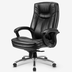 永艺/UE 老板椅真皮 电脑椅头层牛皮 办公椅大班椅人体工学椅子可躺 CS-608E 黑色牛皮 铝合金脚