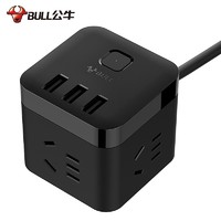 BULL 公牛 USB系列单开关接线板插座(黑色3.0米)