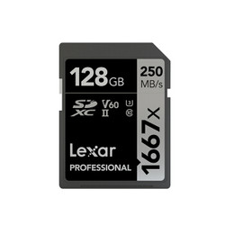 Lexar 雷克沙 1667X SD存储卡 128GB（UHS-Ⅱ、V60、U3）