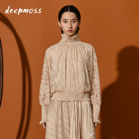 deepmoss 浆果系列 dm19ssTP02J-1 裸色立领蕾丝上衣女