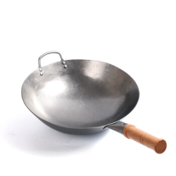 家用铁锅老式铁锅炒锅 银白色 1.8mm 34cm