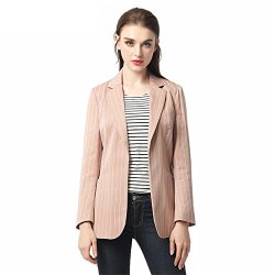 Luxury Lane 春秋款女士中长款一粒扣条纹西装
