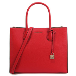 MICHAEL KORS 迈克 科尔斯 MK女包 MERCER系列红色牛皮粒纹女士大号手拎包 30F6GM9T3L Bright Red