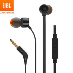 JBL T110 入耳式通话音乐耳机 手机耳塞 苹果安卓通用 线控耳麦 重低音 游戏耳机 黑色