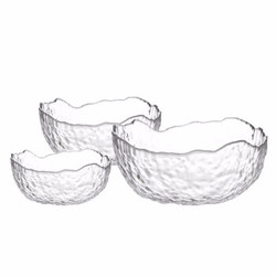 AlfunBel艾芳贝儿日式创意不规则大号玻璃碗蔬菜水果盘沙拉碗汤碗甜品碗茶洗 沙拉碗-透明小中大3只装C-85-29-4