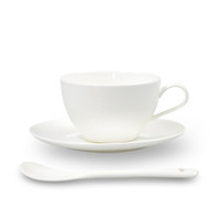 艾芳贝儿(AlfunBel)纯白咖啡杯骨质瓷骨瓷陶瓷杯碟 奶茶杯碟 英式下午茶杯红茶杯楠竹杯架 群力(180CC)FKB-3-1特价