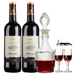 罗莎红酒送2个红酒杯法国进口干红葡萄酒罗莎田园2支 *2件