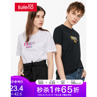 Baleno 班尼路 字母印花短袖T恤男夏季新款纯棉圆领体恤情侣款