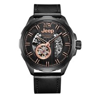 吉普(JEEP)手表 大切诺基系列 机械表男表镂空全自动 皮带防水男士腕表 JPG900202MA