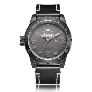 吉普(JEEP)手表 指南者系列 男表 皮带双日历石英表 男士腕表 左侧调时表冠 JPW60404