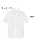 PEACEBIRD/太平鸟 男士韩宽松夏白色短袖衬衫个性潮流衬衫