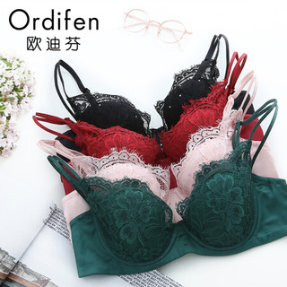 ordifen 欧迪芬  XB8362 蕾丝边聚拢女士内衣 水藻绿 36B/80B