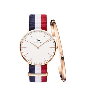 Daniel Wellington DW00100003 男士石英手表+大号手镯（套装）