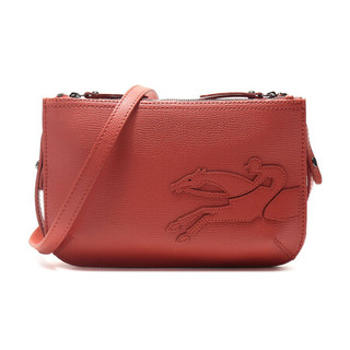 LONGCHAMP 珑骧 2019新品 女士SHOP-IT系列藏红花色骑手图案皮革单肩斜挎包 2071 918 D93 *3件