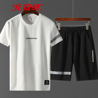 Bejirong 北极绒  短袖T恤男夏季2019新品五分短裤NDY 881 白色 XL