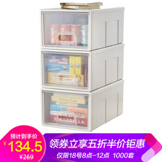 JEKO&JEKO 透明塑料宝宝夹缝柜中号 3只装儿童衣柜收纳盒五斗柜储物柜子整理收纳箱抽屉式收纳柜 SWB-5459