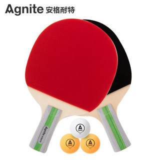 安格耐特(Agnite) 乒乓球拍 直拍对拍双面反胶(带三球)F2366B