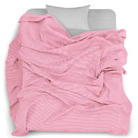 三利 棉布韩版条纹毛巾被 菱格缝线空调毯子 居家办公午休四季通用盖毯