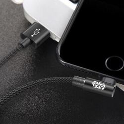 倍思 数据线快充弯头手机充电线适用于ipad/iPhone苹果通用 魅力黑 2米 *3件
