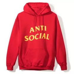 ANTI SOCIAL SOCIAL CLUB ASSC 中性款红色黄字连帽卫衣 ASSW338-XS