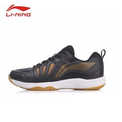 李宁（LI-NING）2019新品全能王男子耐磨防滑透气缓震羽毛球训练鞋AYTP011-1 黑金42