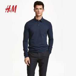 H&M 0620928 男士修身长袖Polot衫