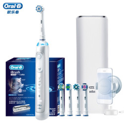 博朗 欧乐B(Oralb)电动牙刷 成人3D声波震动牙刷礼盒 内含计时器 极光白 iBrush10000