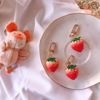 草莓少女心汽车钥匙扣圈书包挂件挂链