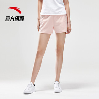 安踏 ANTA 16927782 官方旗舰店女运动短裤夏季新款跑步健身女生休闲外穿棉 杏粉红-1 L(女170)