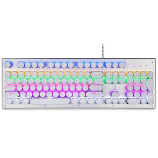 新盟（Technology）X9 蒸汽朋克复古机械键盘金属混光发光电脑笔记本办公有线USB背光  白色-青轴（朋克版）