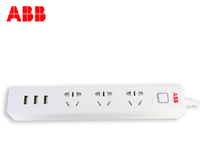 ABB AF205 三位五孔插线板（ 白色） USB3A输出 1.8m
