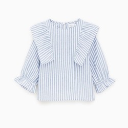 ZARA 女童条纹叠层装饰衬衫