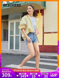 Skechers斯凯奇2019春夏新品女鞋简约绑带板鞋 时尚小白鞋73495
