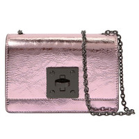 DISSONA 百搭小方包女包女士单肩斜挎包个性链条小包包潮包 81820193015100 粉紫色