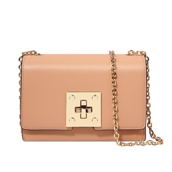 DISSONA 百搭小方包女包女士单肩斜挎包个性链条小包包潮包  81820193012100 粉黄色