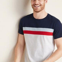 OLD NAVY 447489 男士条纹拼色T恤